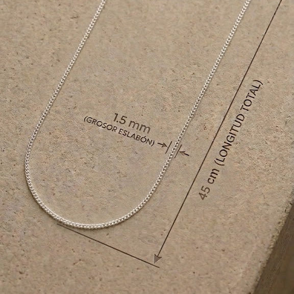 Cadena eslabón 1.5mm plata 0,925, 45 cm