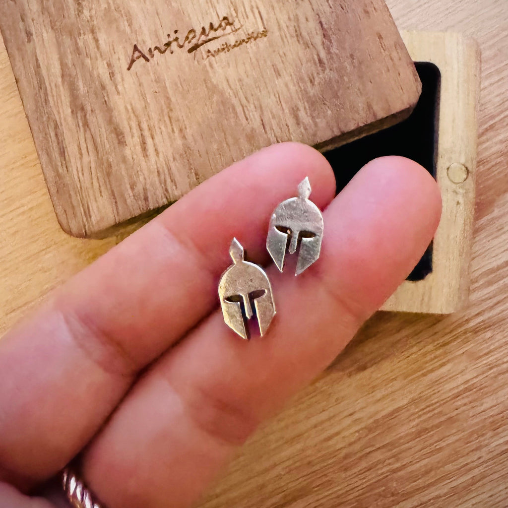 Aretes Casco Griego plata 0.925