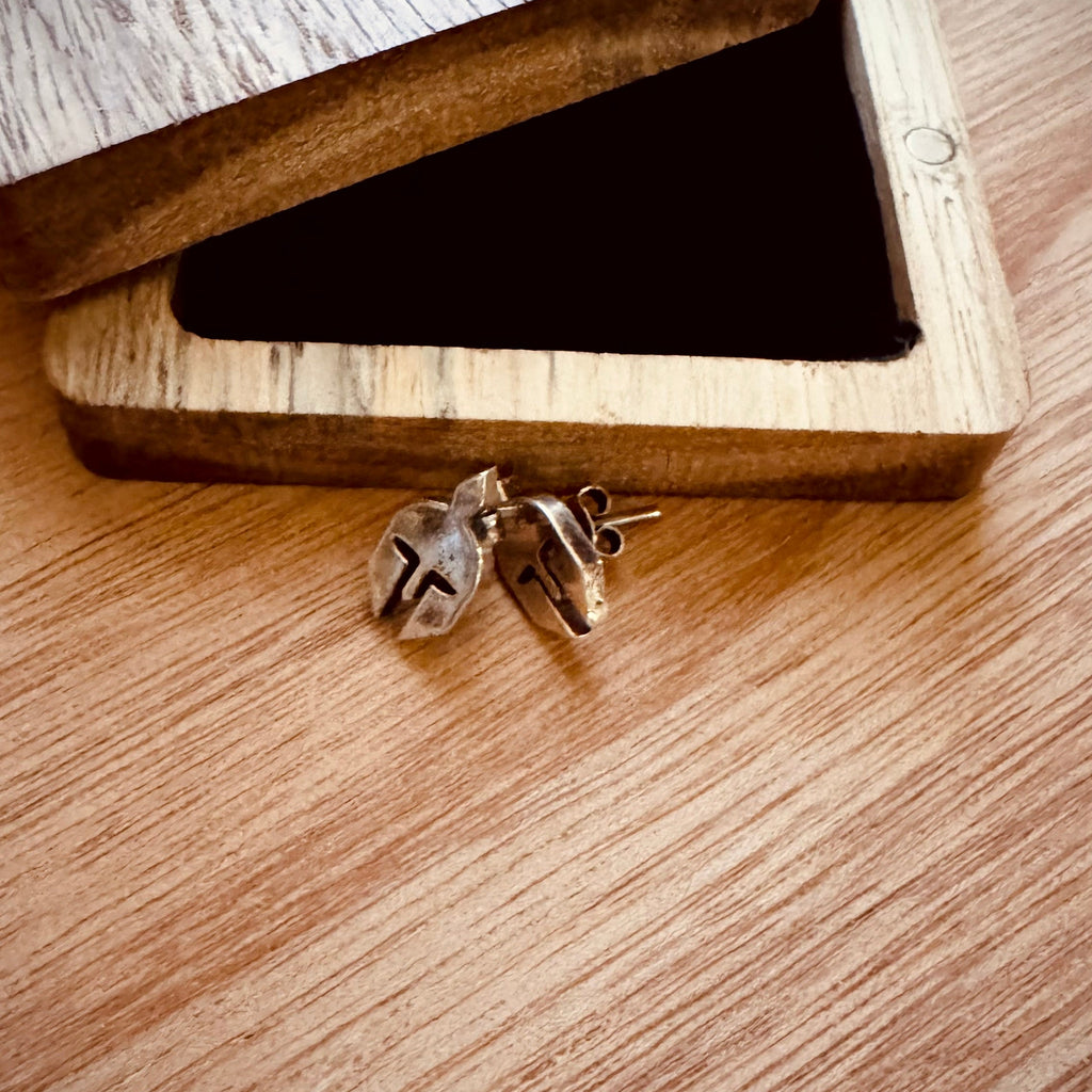 Aretes Casco Griego plata 0.925