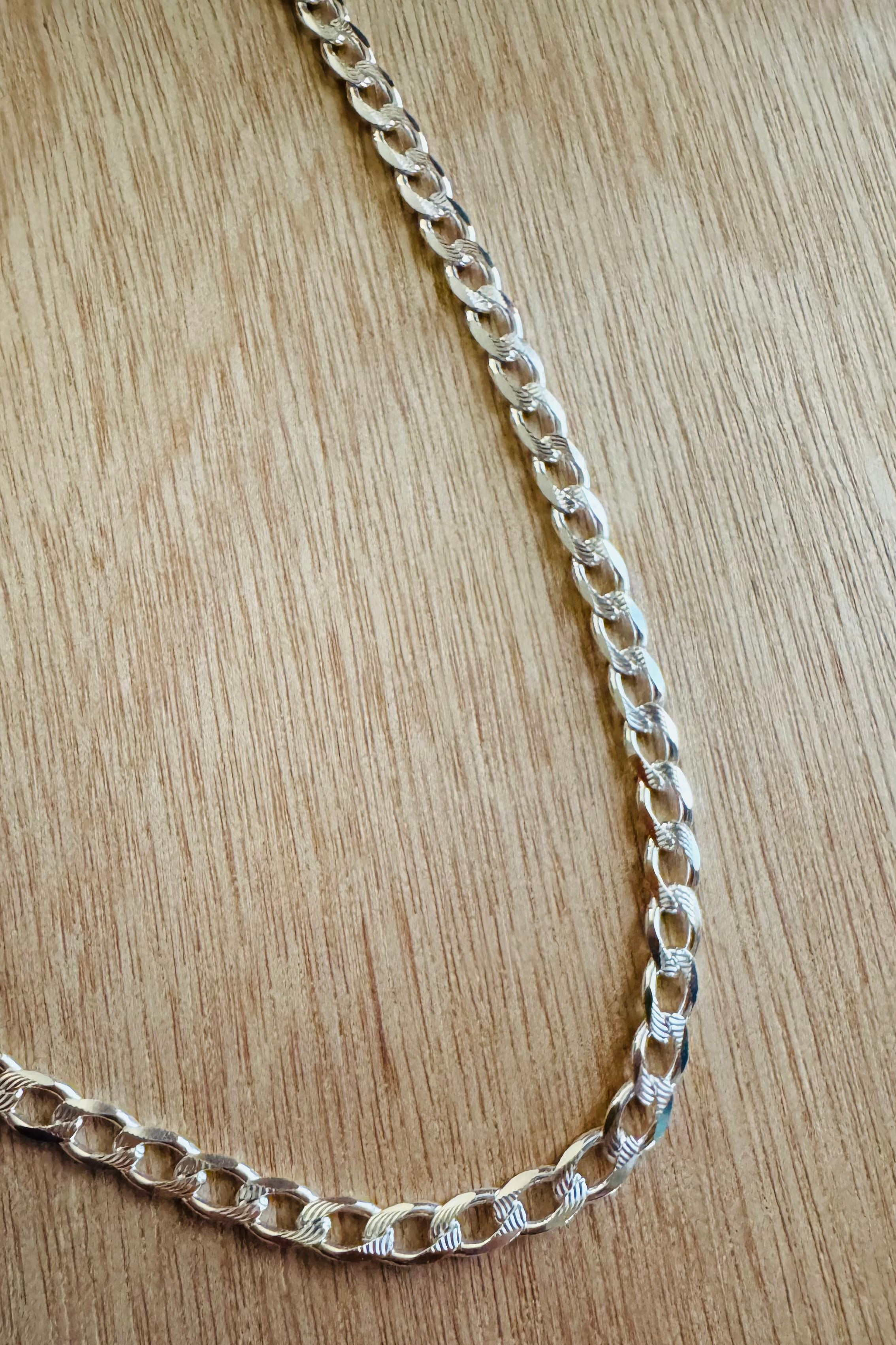 Cadena eslabón plata 60 cm, plata 0,925