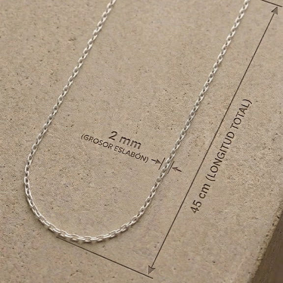 Cadena eslabón 2mm plata 0,925, 45 cm