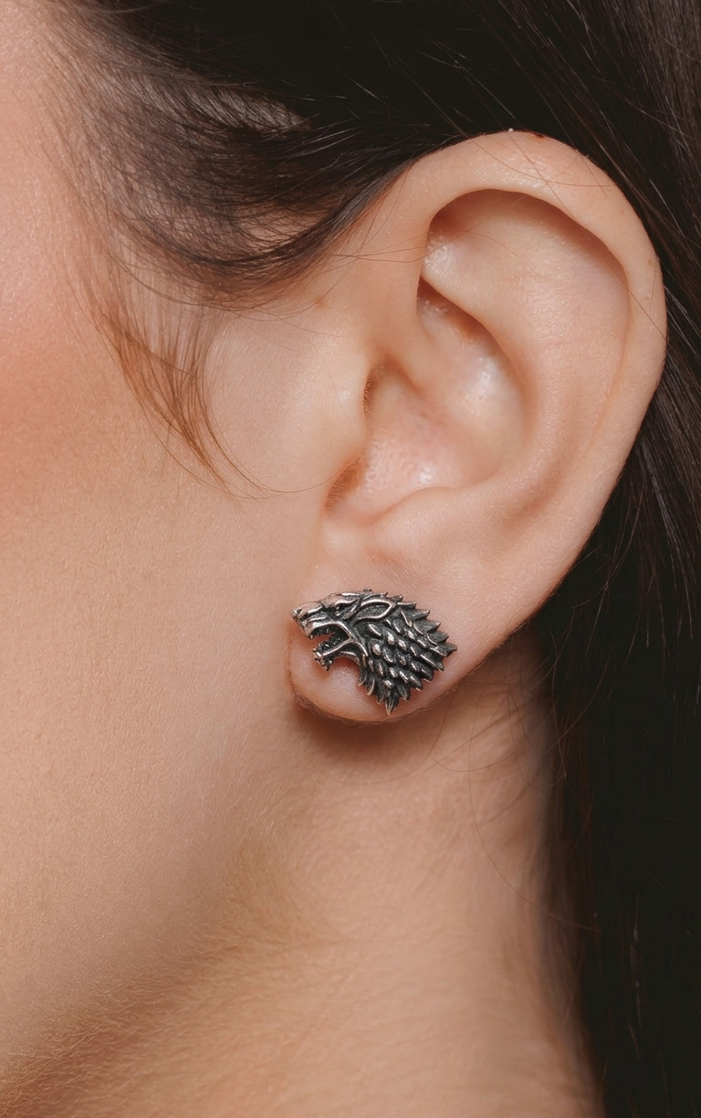 Aretes Casa Stark, Game of Thrones, plata