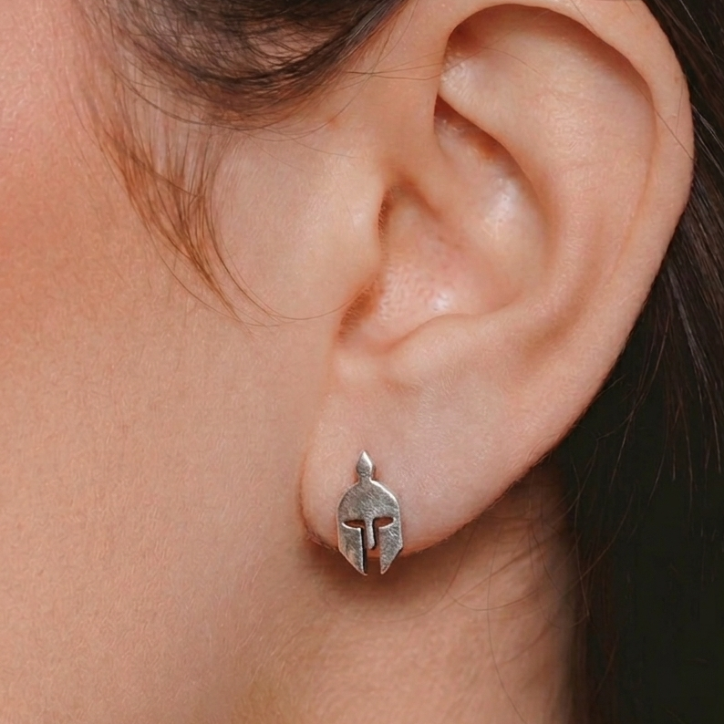 Aretes Casco Griego plata 0.925